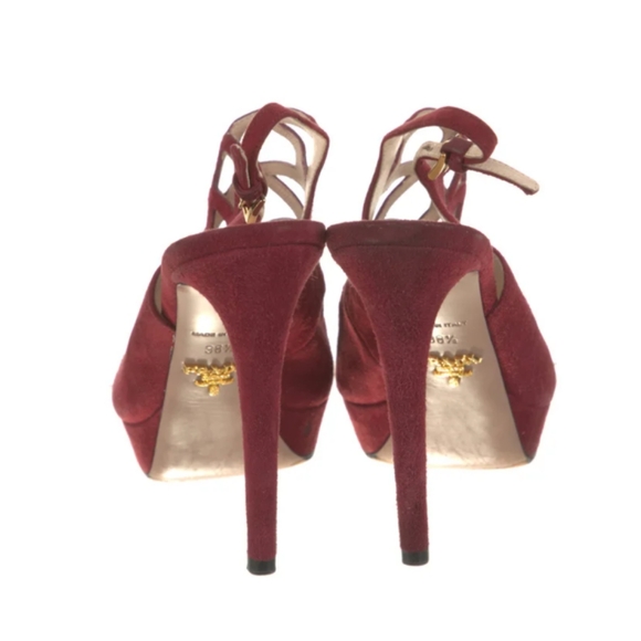 PRADA Suede Cutout Accent Slingback Sandals - Picture 4 of 5